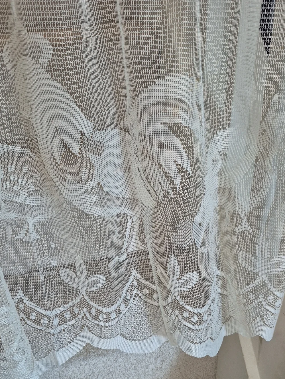 White Rooster Hen Lace Curtain Panels Pair
